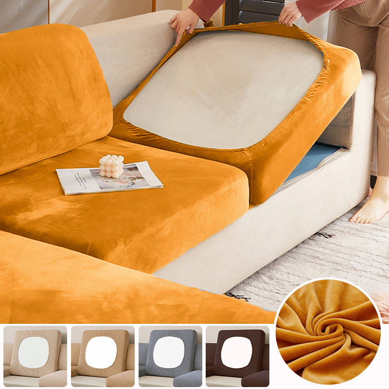 Outdoor Furniture No Cushions - Elastischer Samt-Sitzkissenbezug für Sofa, für Wohnzimmer,