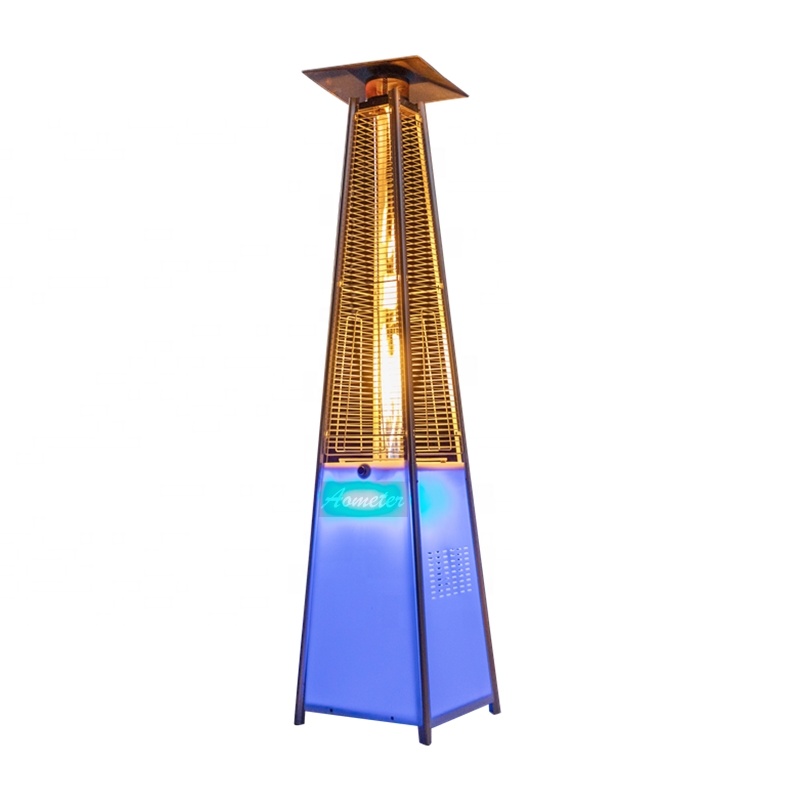 Patio Heater Standing - Pyramidenförmiger LED-Glasröhren-Gasheizstrahler für den Außenbereich, Stahlmaterial,