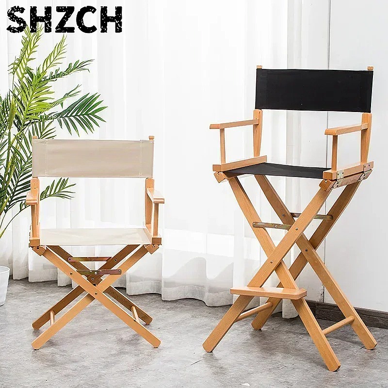 Outdoor Furniture Polywood - Vielseitiger Regiestuhl aus Massivholz, klappbarer Canvas-Hochhocker,