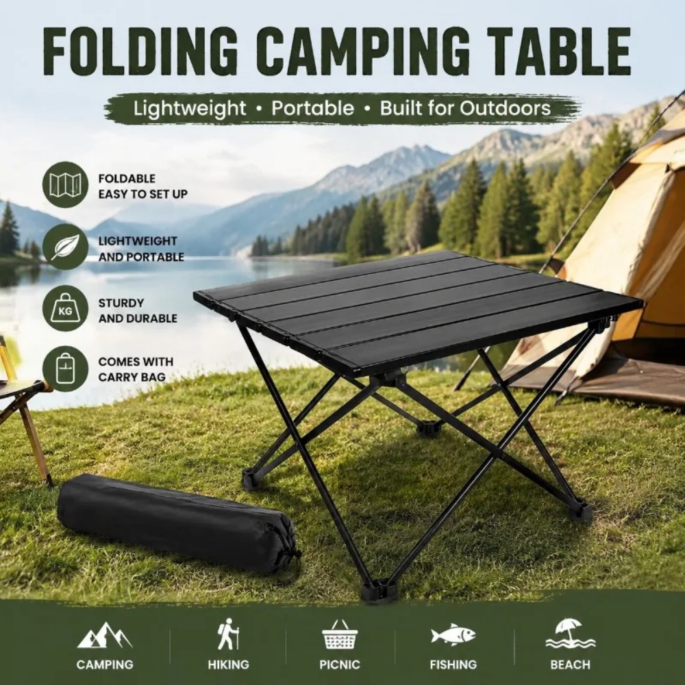 Outdoor Furniture Iron - Ultraleichter Tragbarer Camping-Klapptisch Rolladen-Picknicktisch Langlebiger Outdoor-Grill-Strand-Angel-Reisetisch