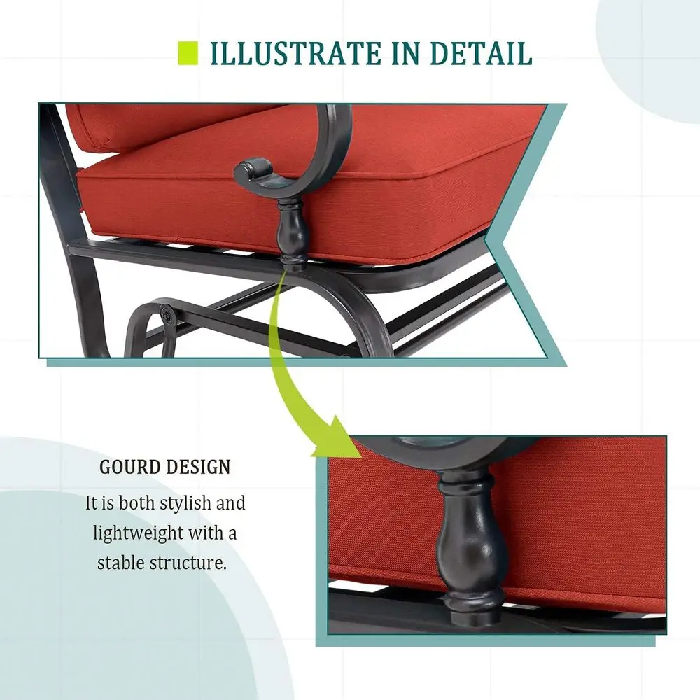 4-teiliges rotes Outdoor-Schmi – Outdoor Furniture Iron Bewertung und Preis
